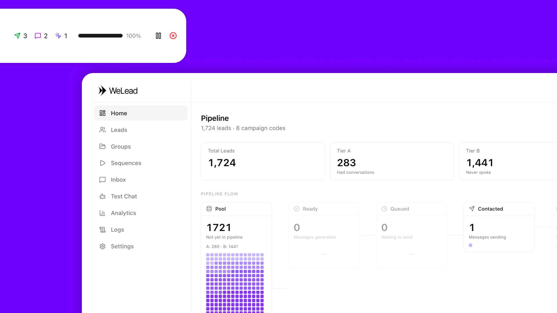 WeLead operations dashboard